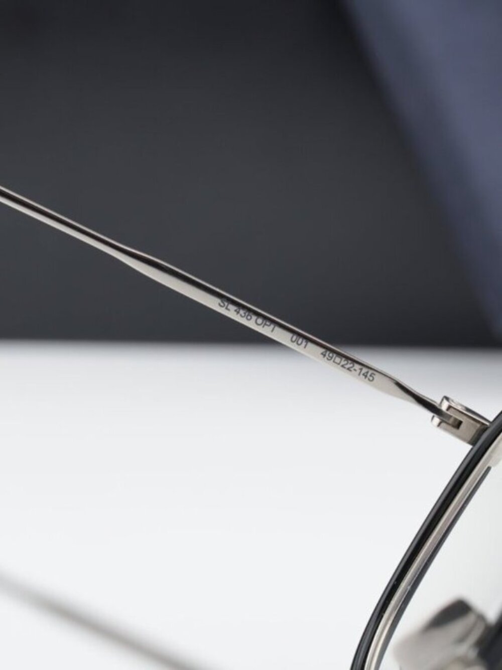 Saint Laurent SL436 OPT 001 Round Eyeglasses – Black/Silver 49mm - Picture 8 of 12